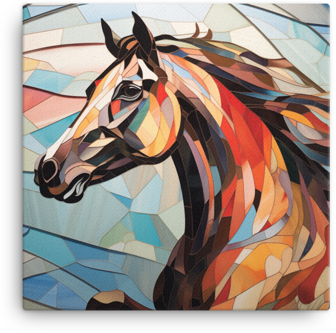 Geometric Mosaic Horse Canvas Wall Art