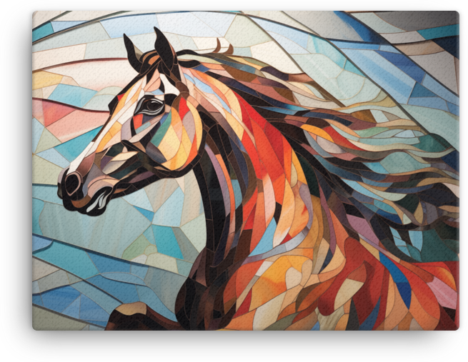 Geometric Mosaic Horse Canvas Wall Art