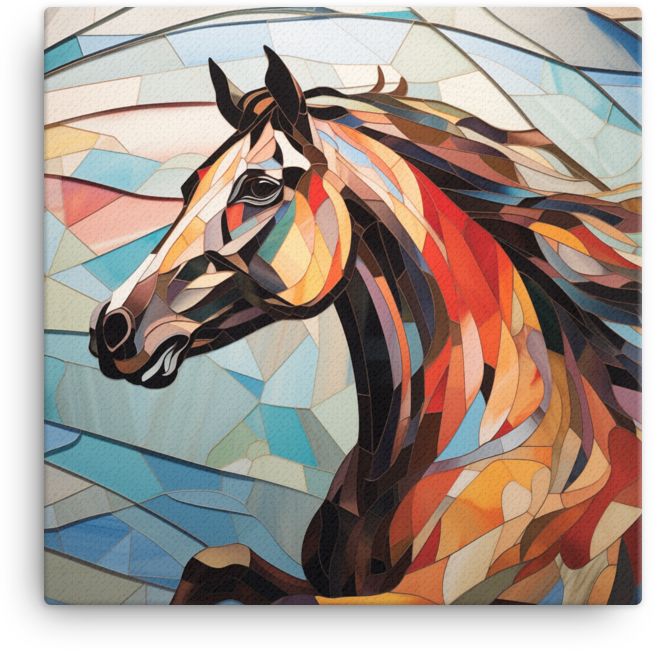 Geometric Mosaic Horse Canvas Wall Art