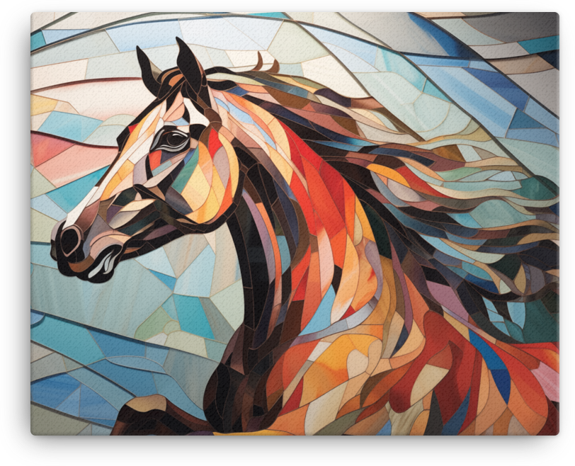 Geometric Mosaic Horse Canvas Wall Art
