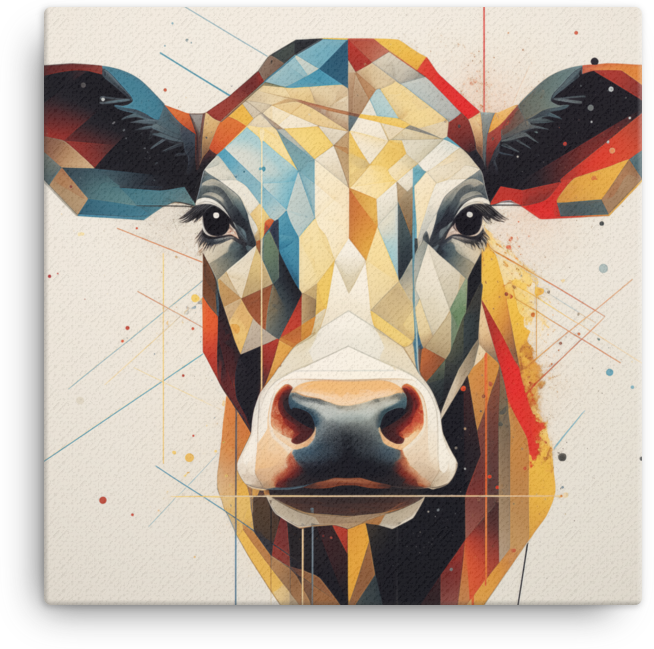 Geometric Splendor Cow Canvas Wall Art