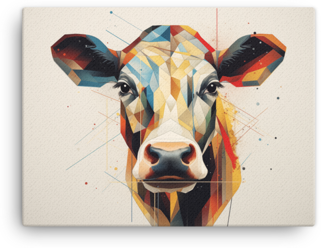 Geometric Splendor Cow Canvas Wall Art