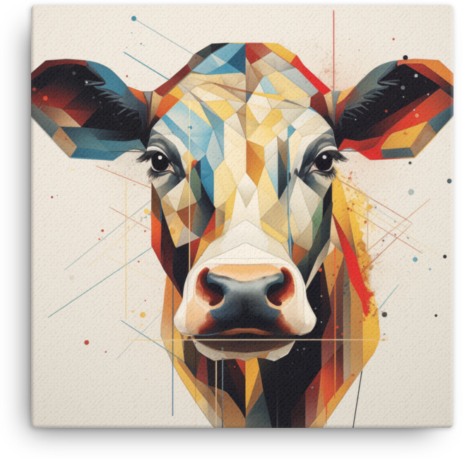 Geometric Splendor Cow Canvas Wall Art