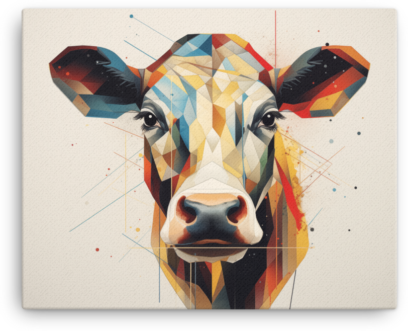 Geometric Splendor Cow Canvas Wall Art