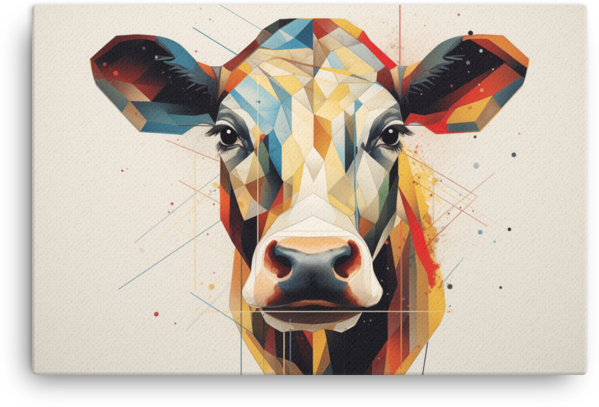 Geometric Splendor Cow Canvas Wall Art