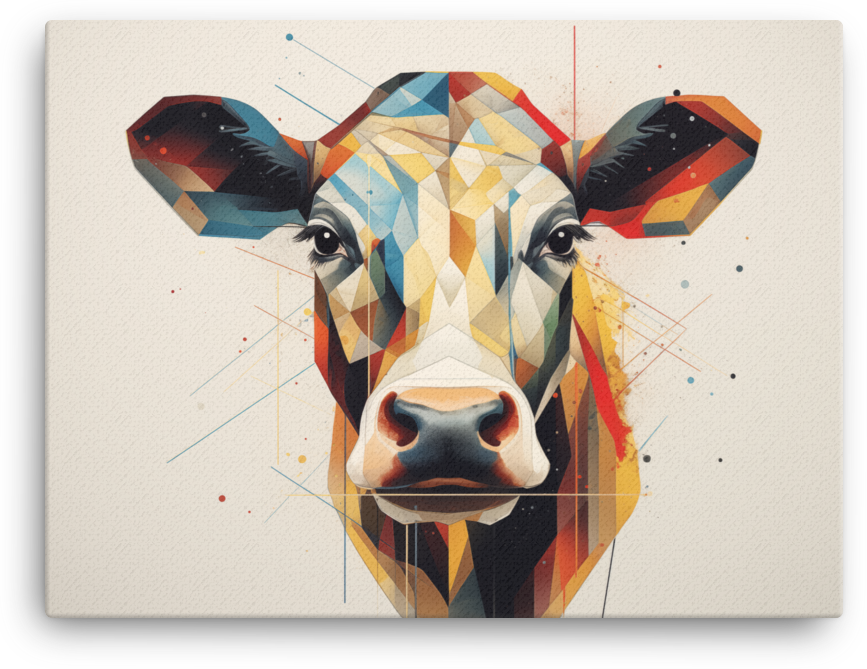 Geometric Splendor Cow Canvas Wall Art