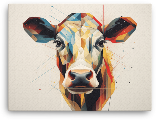 Geometric Splendor Cow Canvas Wall Art
