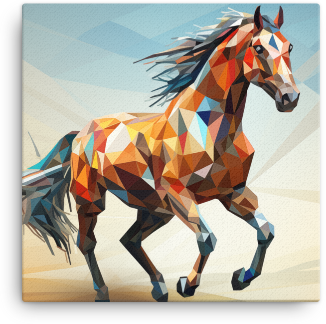 Geometric Sprint Horse Canvas Wall Art