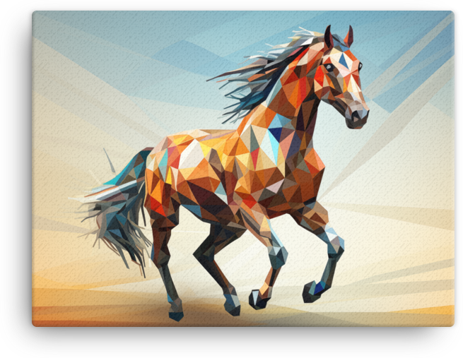 Geometric Sprint Horse Canvas Wall Art