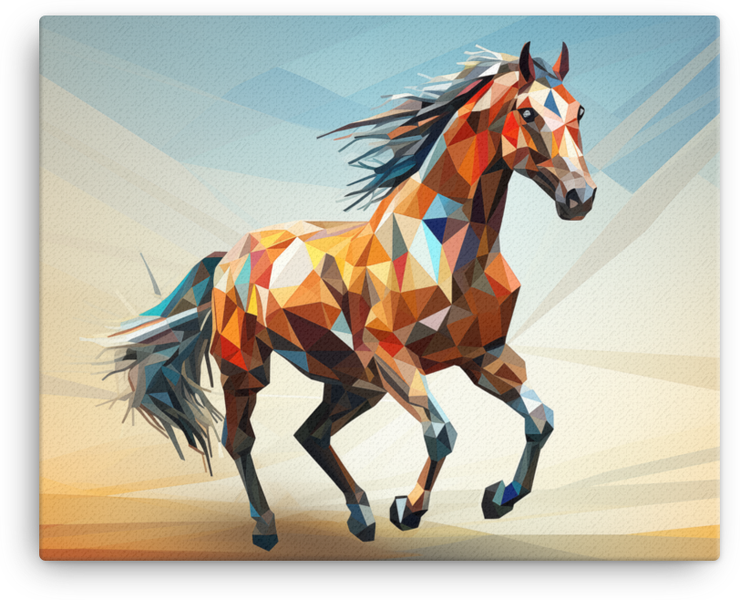 Geometric Sprint Horse Canvas Wall Art