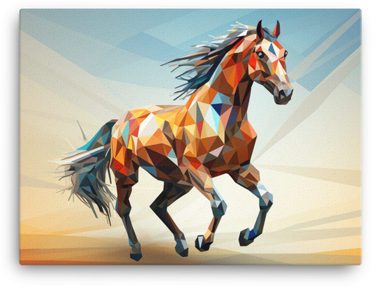 Geometric Sprint Horse Canvas Wall Art