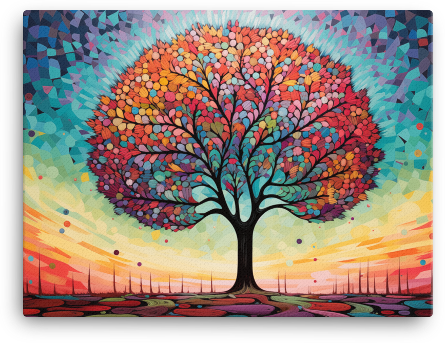 Geometric Sunset Tree Canvas wall art
