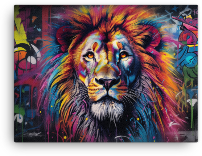 Graffiti Splendor Lion Canvas Wall Art