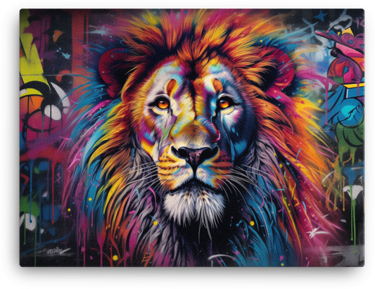 Graffiti Splendor Lion Canvas Wall Art