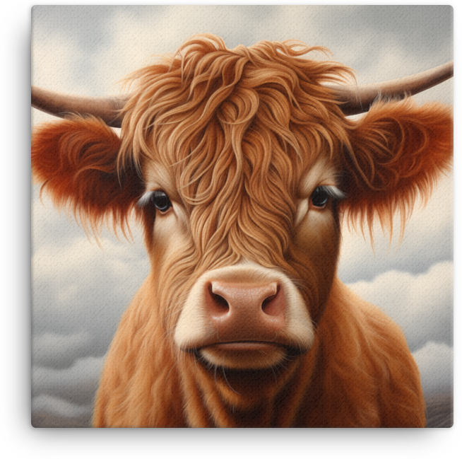 Highland Haze Cow Canvas Wall Art