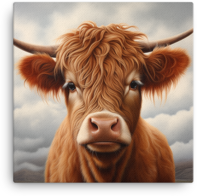 Highland Haze Cow Canvas Wall Art