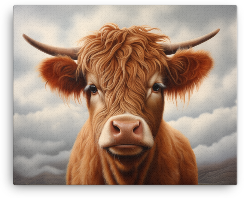 Highland Haze Cow Canvas Wall Art