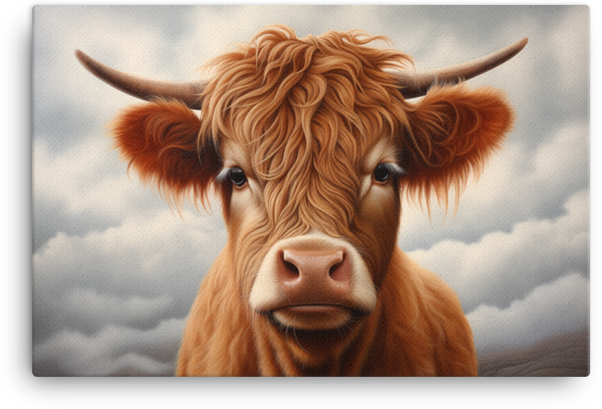 Highland Haze Cow Canvas Wall Art