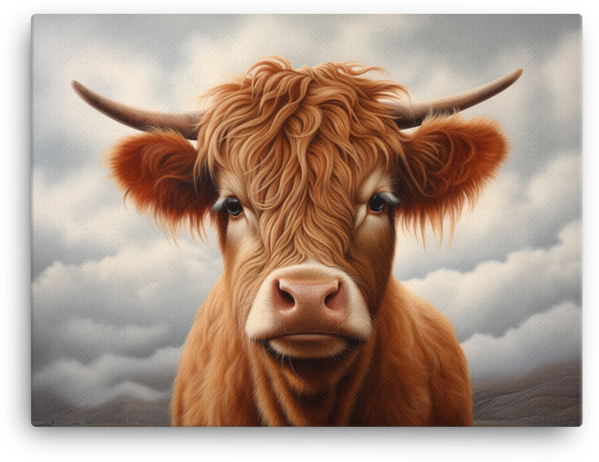 Highland Haze Cow Canvas Wall Art
