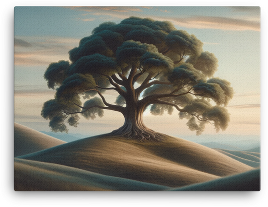 Hilltop Solitude Oak Tree Canvas wall art