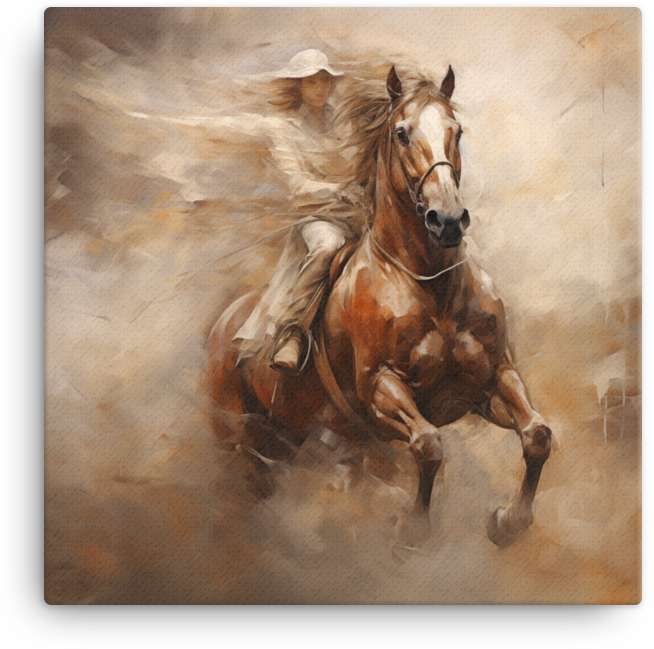 Impressionist Charge Horse Canvas Wall Art