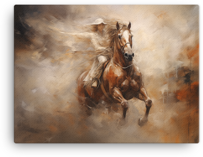 Impressionist Charge Horse Canvas Wall Art