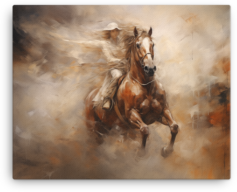 Impressionist Charge Horse Canvas Wall Art