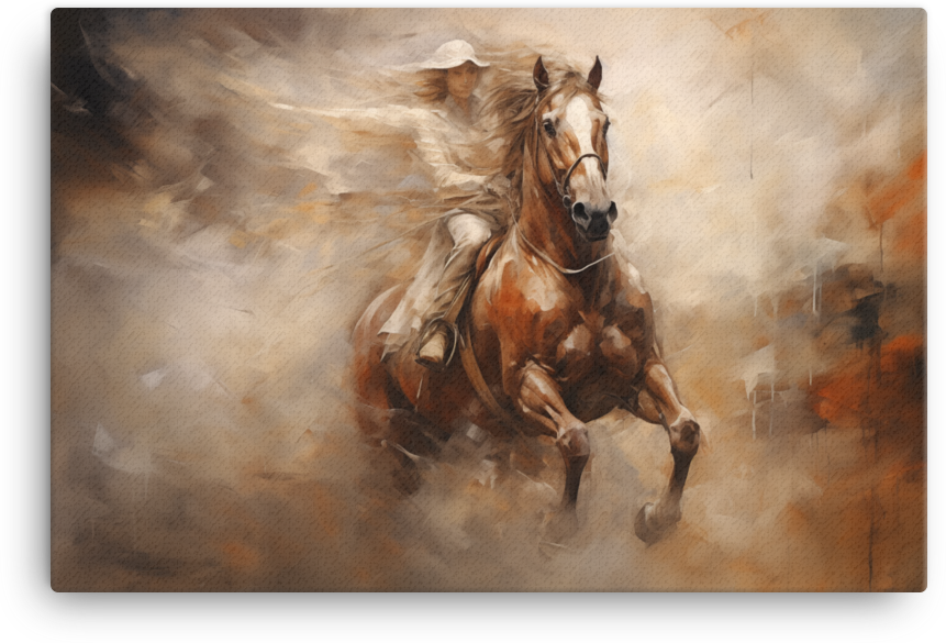 Impressionist Charge Horse Canvas Wall Art