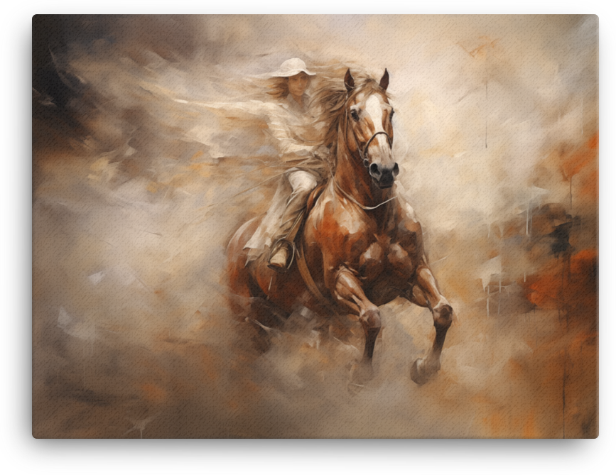 Impressionist Charge Horse Canvas Wall Art