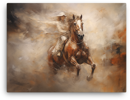 Impressionist Charge Horse Canvas Wall Art