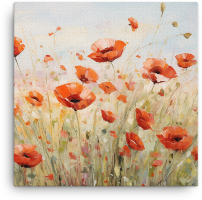 Impressionist Poppy Field Canvas Wall Art wall art