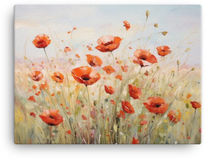 Impressionist Poppy Field Canvas Wall Art wall art