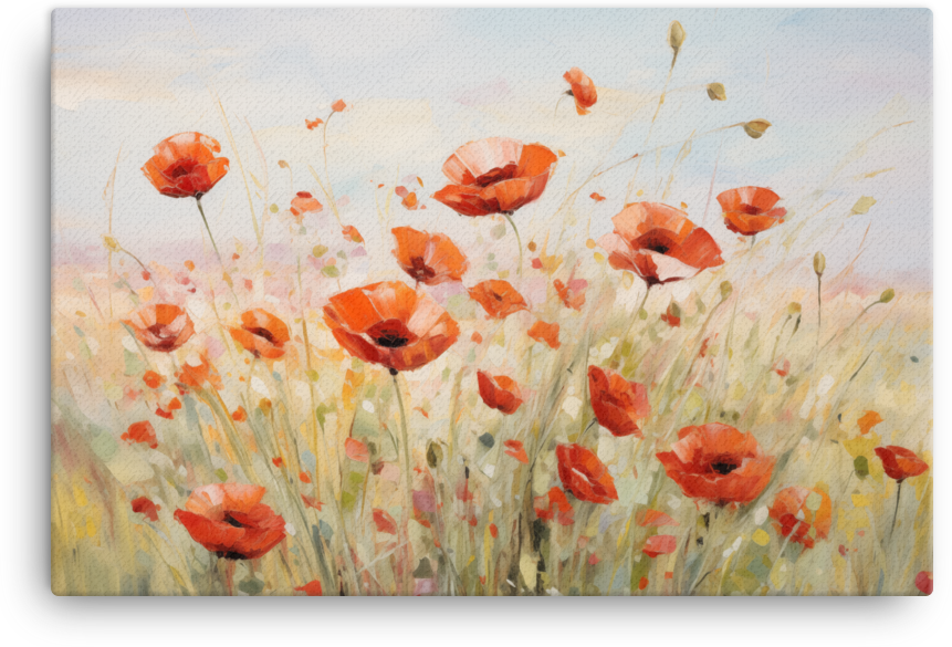 Impressionist Poppy Field Canvas Wall Art wall art