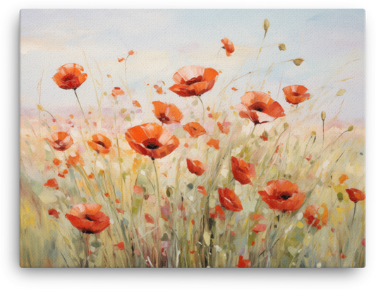 Impressionist Poppy Field Canvas Wall Art wall art