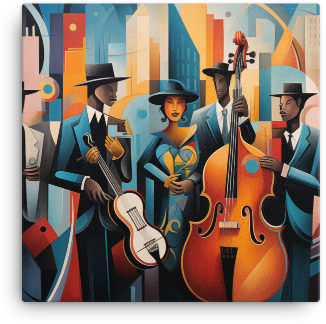 Jazz Age Rhythms in Abstract City Canvas