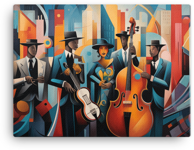 Jazz Age Rhythms in Abstract City Canvas