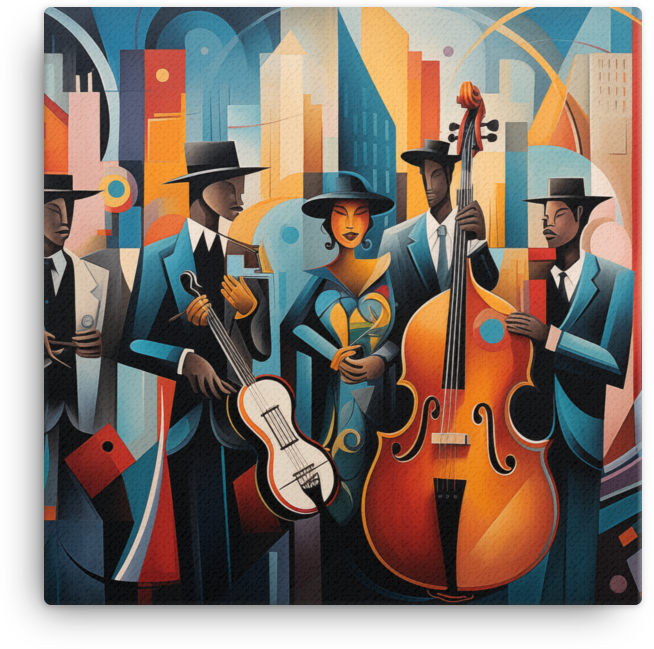 Jazz Age Rhythms in Abstract City Canvas