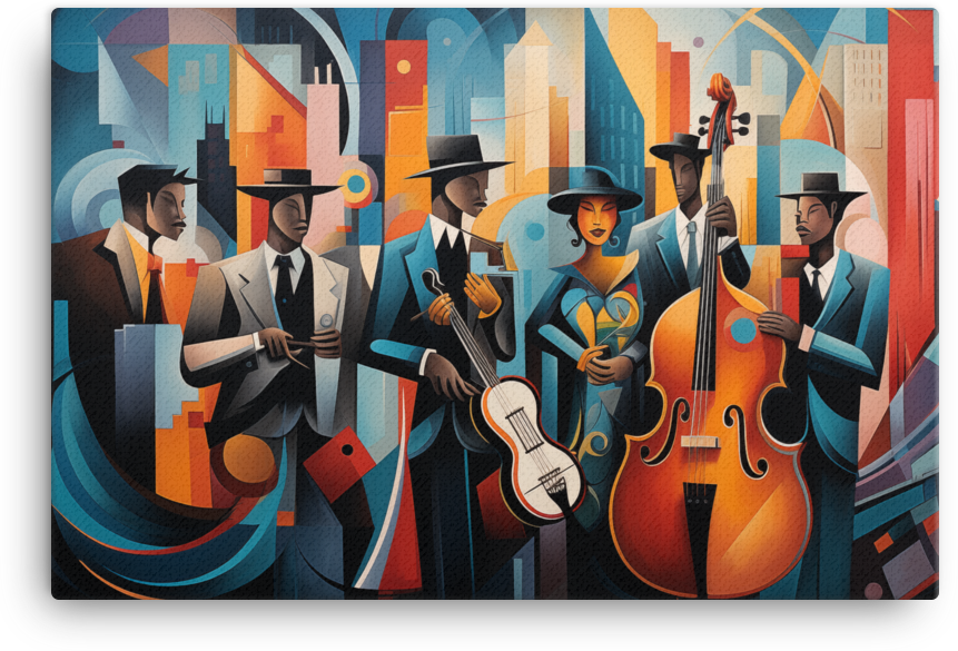 Jazz Age Rhythms in Abstract City Canvas