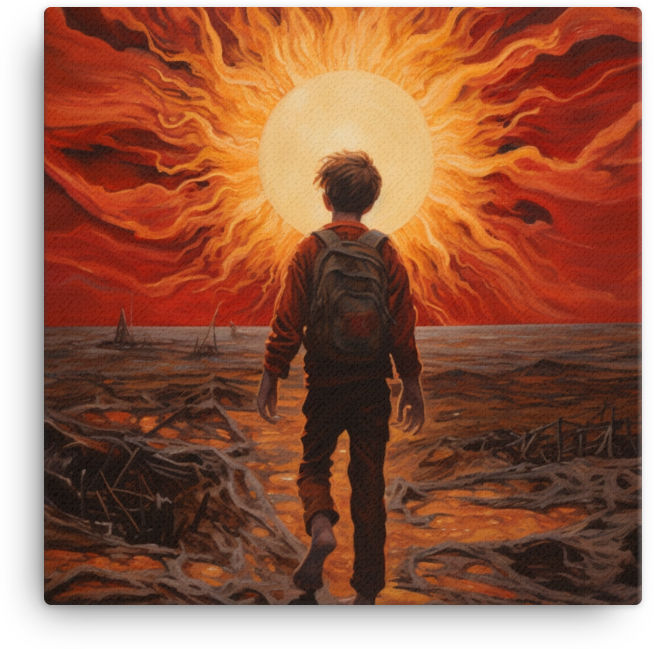 Journey to the Unknown: Fiery Horizon Canvas