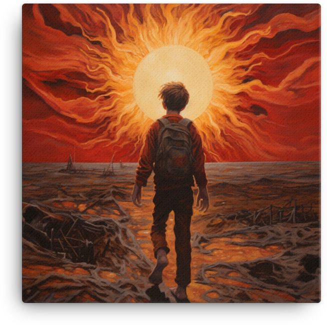 Journey to the Unknown: Fiery Horizon Canvas