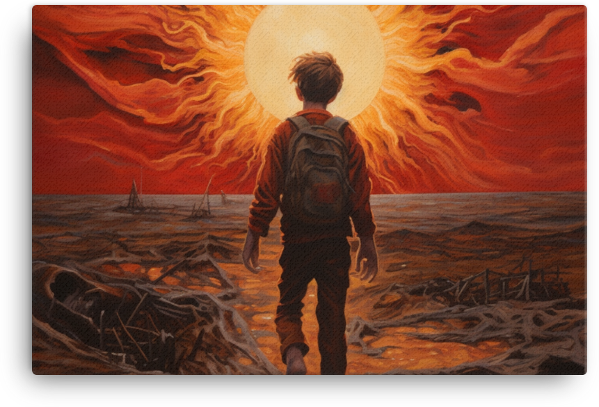 Journey to the Unknown: Fiery Horizon Canvas