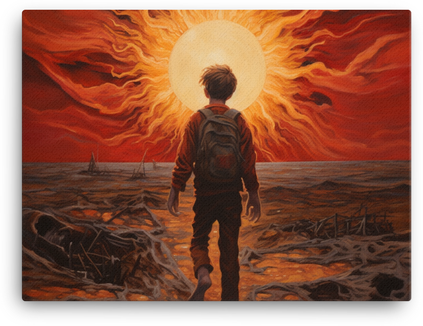 Journey to the Unknown: Fiery Horizon Canvas