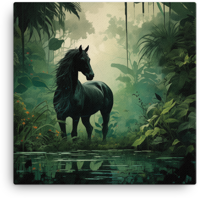 Jungle Serenity Horse Canvas Wall Art