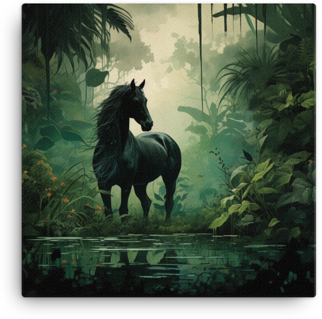 Jungle Serenity Horse Canvas Wall Art
