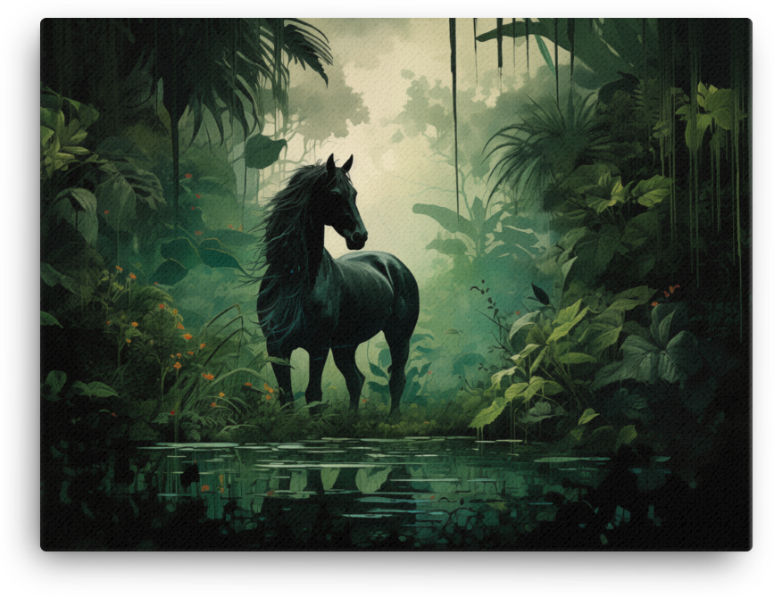 Jungle Serenity Horse Canvas Wall Art