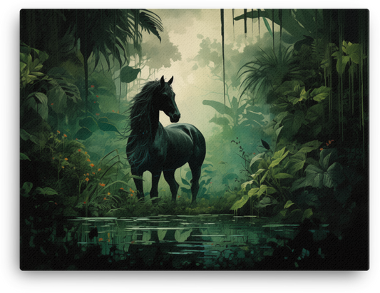 Jungle Serenity Horse Canvas Wall Art