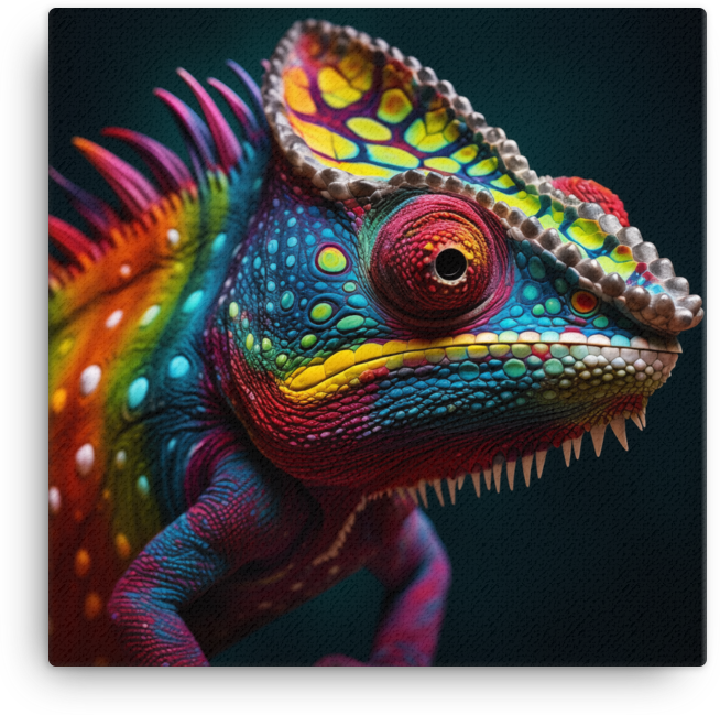 Kaleidoscopic Chameleon Encounter Canvas