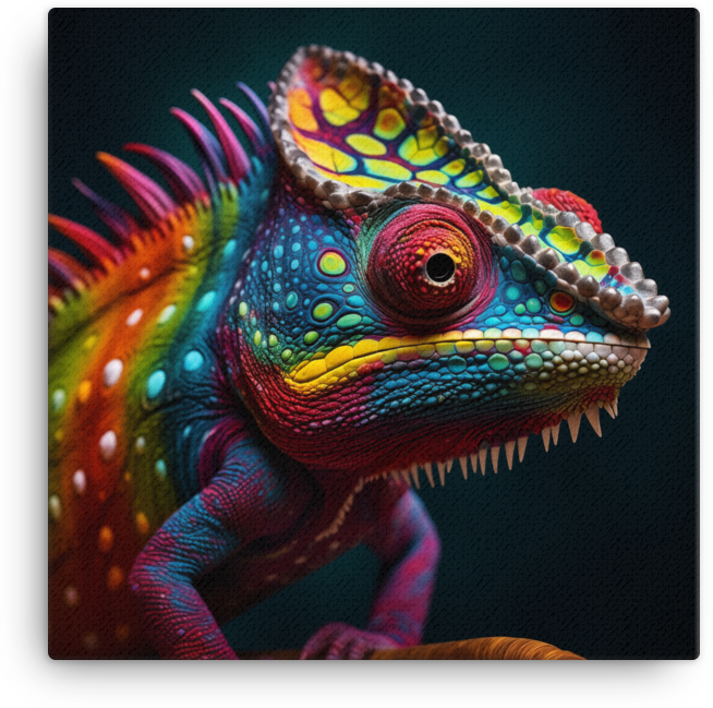 Kaleidoscopic Chameleon Encounter Canvas