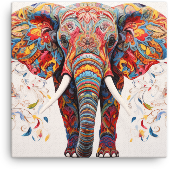 Kaleidoscopic Majesty Elephant Canvas Wall Art
