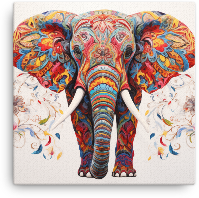 Kaleidoscopic Majesty Elephant Canvas Wall Art